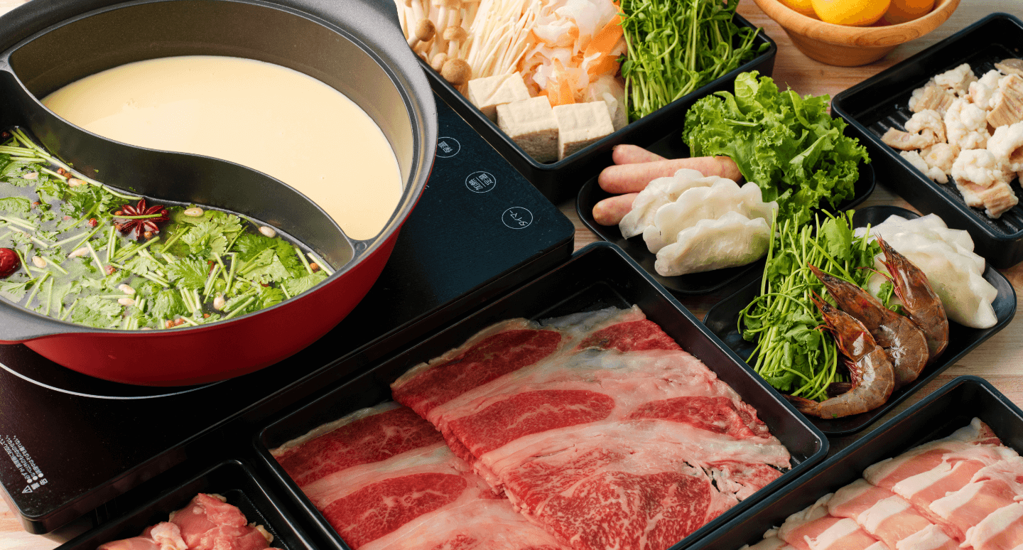 ⿊⽑和⽜&茶美豚＆備中高原鶏コース